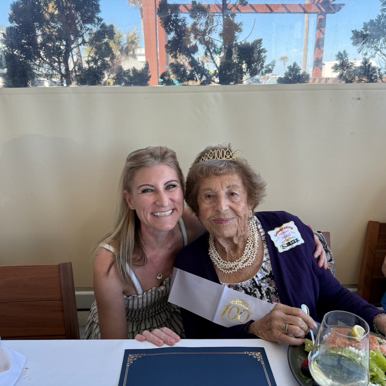 Vice Mayor Carli Pontieri with Isobel Hammond at her 100th birthday lunch at Next Door Beach Bistro in Flagler Beach